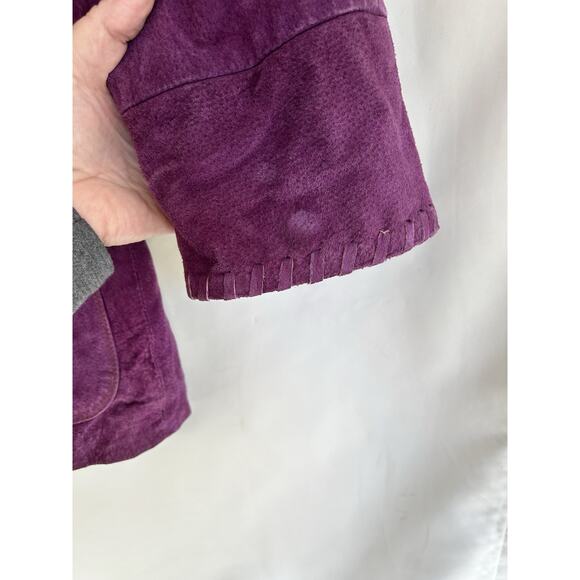 Authentic Winlit 1969 women’s M Purple Suede Jacket W/Hood Zipper Drawstring - Picture 7 of 16